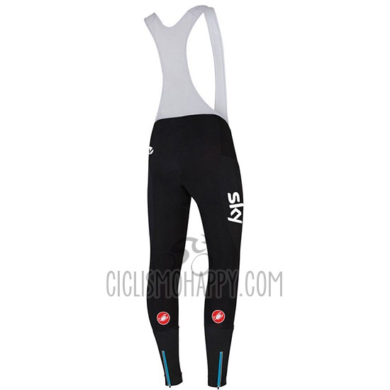 Sky Cycling Jersey Bib Tight 2017 Long Sleeve Deep Black